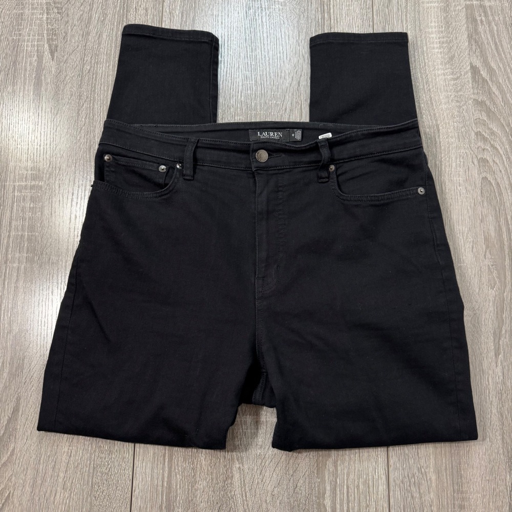 Lauren Ralph Lauren Womens Skinny Jeans Black High Rise Denim Size 12